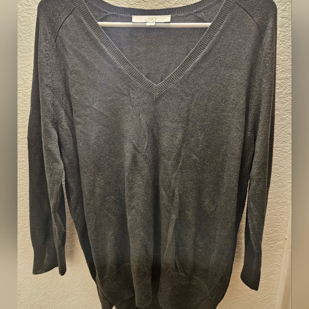 LOFT Olive Greenl V-Neck Sweater
